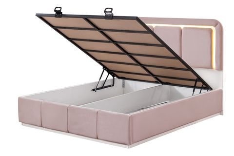DEMONTE NOX LEDLİ ÇİFT KİŞİLİK BAZA BAŞLIK MAXİ YATAK SETİ, PEMBE, 160X200
