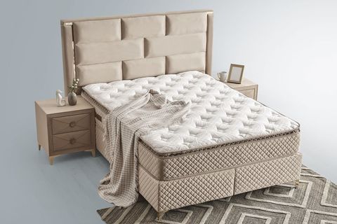 ROYAL BAZA BAŞLIK VE YATAK SETİ, KREM, 160X200