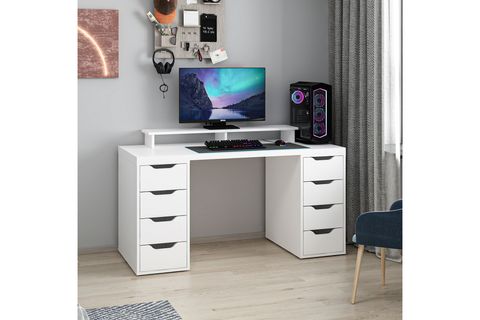 ALEN ÇALIŞMA MASASI, BEYAZ, 8 ÇEKMECELİ, 150 CM