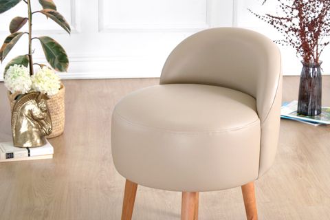 BURKS DERİ PUF, BEJ