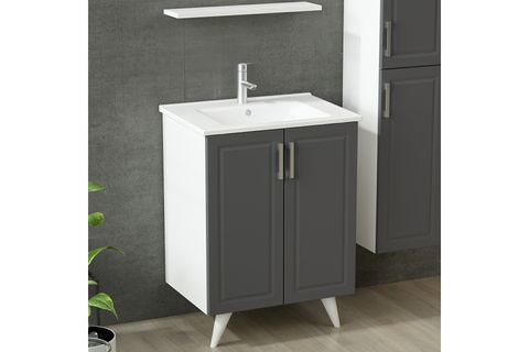 SANYA BANYO DOLABI AY2K112, BEYAZ ANTRASİT, 65CM