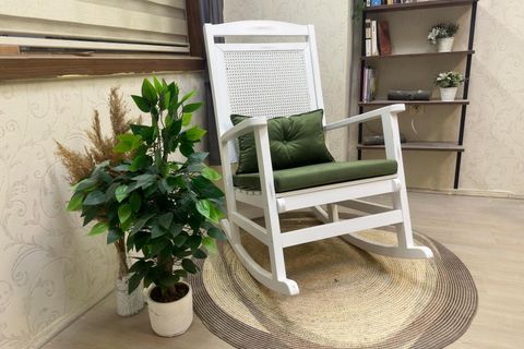 ASEDİA VERANDA HASIRLI MİNDERLİ SALLANAN SANDALYE, YEŞİL, LAKE AYAK