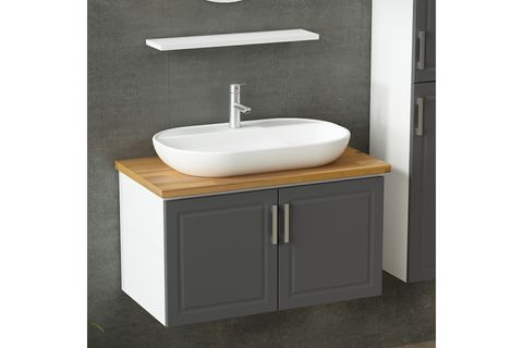 SANYA BANYO DOLABI AS2K15, BEYAZ ANTRASİT, 85CM