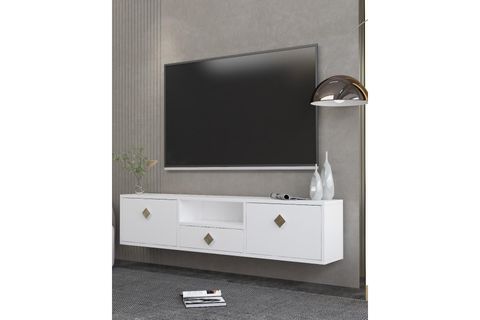 DROPDD TV SEHPASI, BEYAZ ALTIN KULP, DUVARA MONTAJ, 1305DROPDD 1