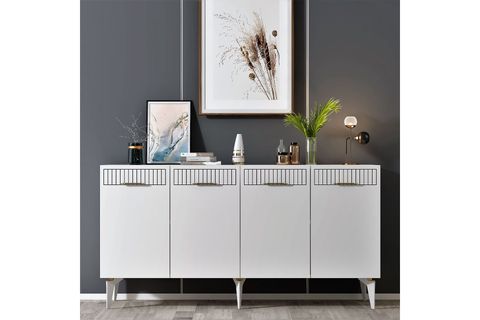 ALVİN KONSOL, 4 KAPAKLI, BEYAZ ALTIN
