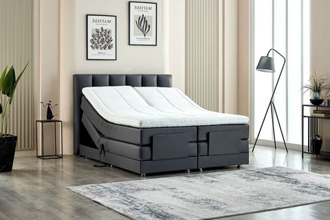 NERA KUMANDALI BAZA BAŞLIK YATAK SETİ, ANTRASİT, 180X200