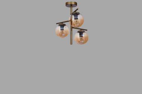 TERRA ÜÇLÜ ESKİTME BAL CAMLI PLAFONYER AVİZE