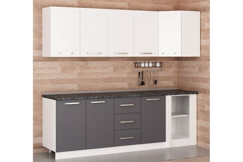 MİNAR 240CM KÖŞE MUTFAK DOLABI BEYAZ ANTRASİT K240A4