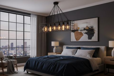 EDİSON ENDÜSTRİYEL SİYAH AVİZE DİKDÖRTGEN