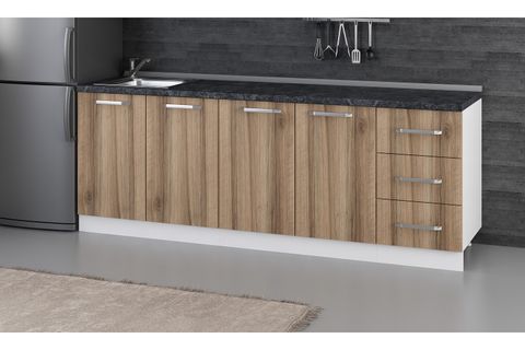 MİNAR 225 CM MUTFAK DOLABI BEYAZ DORE 225-D2-ALT MODÜL