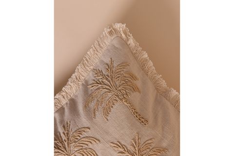 THE MİA TROPİKAL PALMİYE DESENLİ KIRLENT, BEJ 45X45 CM