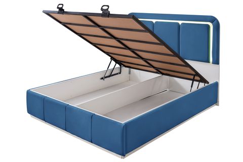 DEMONTE NOX LEDLİ ÇİFT KİŞİLİK BAZA BAŞLIK MAXİ YATAK SETİ, MAVİ, 160X200