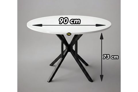 SELİN YUVARLAK MUTFAK MASASI, BEYAZ SİYAH, 90 CM