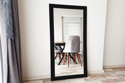 DFN WOOD MDF DİKDÖRTGEN SİYAH BOY AYNASI, SİYAH, 120X50