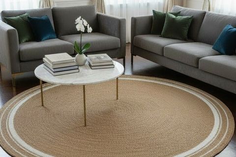 MİRA YUVARLAK MODEL HALI, BEYAZ NATURAL, 150 CM