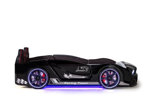 MUSTANG ARABALI FULL LEDLİ KUMANDALI MÜZİKLİ YATAK, SİYAH