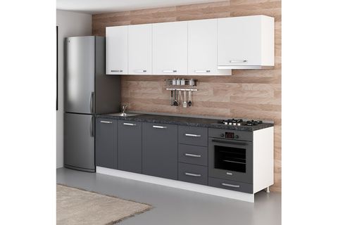 MİNAR  LİZA 255 CM MUTFAK DOLABI BEYAZ ANTRASİT 255-A5