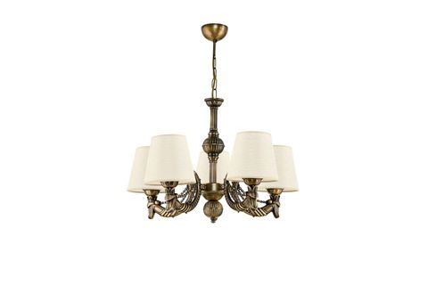 BEŞ KOLLU METAL ESKİTME CADENA AVİZE KREM ŞAPKALI