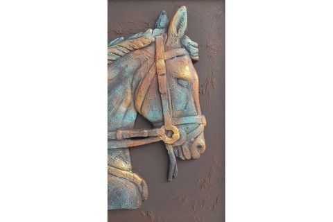 ÖZEL YAPIM RÖLYEF TABLO,  ZEN BUDA, BRONZ ESKİTME AT