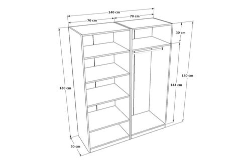 SANDAL GARDIROP, 4 KAPAKLI 5 RAFLI, GARDIRO, BEYAZ, 140CM