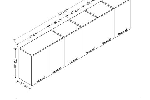 MİNAR 275 CM MUTFAK DOLABI BEYAZ 275-B1-ÜST MODÜL