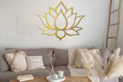 GOLD LOTUS METAL TABLO DEKORU