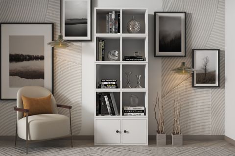 LEKSA 2 KAPAKLI RAFLI KİTAPLIK 65 CM BEYAZ KTP-1038-Ç