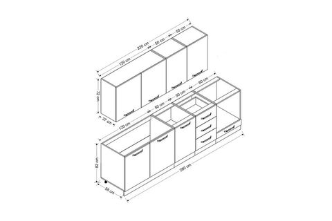 MİNAR ECE 280 CM MUTFAK DOLABI BEYAZ ANTRASİT 280-A3