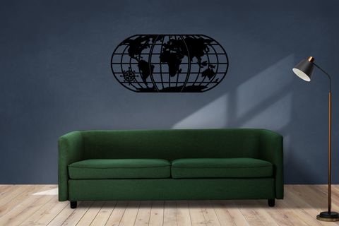 DEKOZEM METAL DUNYA HARİTASİ DUVAR SÜSÜ
