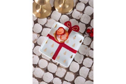 THE MİA FİYONK FİGÜRLÜ SERVİS TABAĞI AĞAÇ DEKORLU 22X17 CM