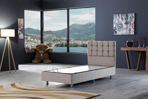 DAKRON TEK KİŞİLİK YATAK BAZA BAŞLIK SET VIENZA, BEJ, 90X190