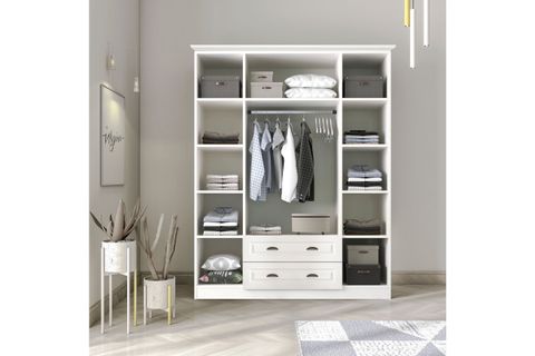 KNİDOS GARDIROP, 4 KAPAK 2 ÇEKMECE, BEYAZ, 210 CM