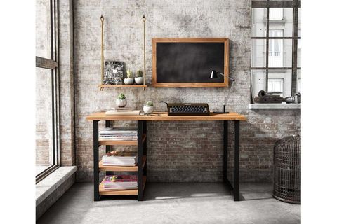 WOODESK MASİF ÜÇLÜ ÇALIŞMA MASASI TAKIMI, TİK RENK, CPT4606 140