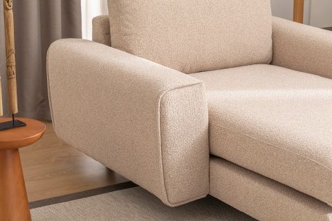 MERLİN DAYBED, FİTİLLİ KOL, NATUREL AYAK, RECYCLED KUMAŞ, CAPPUCİNO