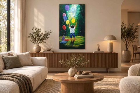 UZUN BALON VE HEDİYELER ORİJİNAL YAĞLI BOYA TABLO