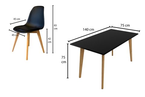 WOODESK FLORANSA MASA TAKIMI, SİYAH, 140X75, CPT7693-140