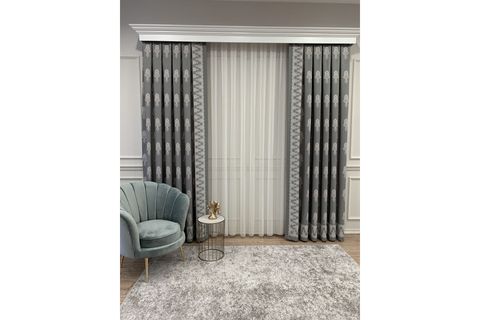 BRİLLANT PERDE COUNTRY COLLECTİON CONCEPT NATURAL KETEN ÇİÇEK DESENLİ FON PERDE 70X270 GRİ