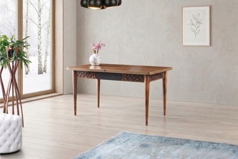 ARMİN MASA CANNES SANDALYE, ANTRASİT CEVİZ, 130X80