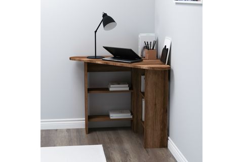CORNER KÖŞE RAFLI ÇALIŞMA BİLGİSAYAR MASASI, CEVİZ