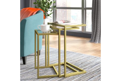 BRUC GOLD METAL ÜÇLÜ ZİGON SEHPA