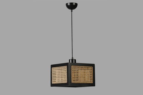 KUMSAL BÜYÜK TEKLİ RATTAN AVİZE, SİYAH