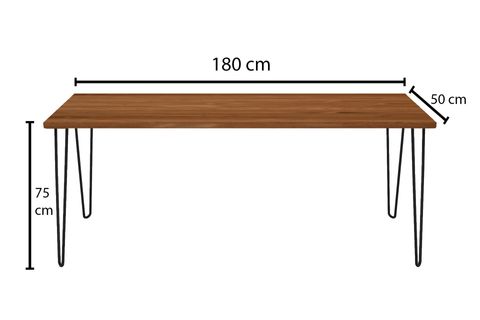 WOODESK DEKOR MASİF AĞAÇ ÇALIŞMA MASASI, TİK RENK, 180X50, CPT4619-180