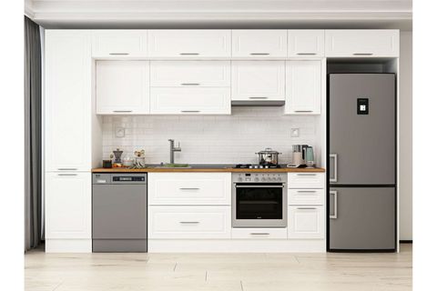 ALVİNKA 380X240 CM KLASİK MEBRAN MUTFAK DOLABI, MBB E90B50S40 1 MEBRAN BEYAZ SUNTALAM