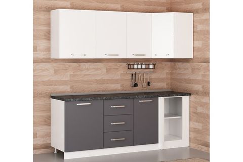 MİNAR 215CM KÖŞE MUTFAK DOLABI BEYAZ ANTRASİT K215A2