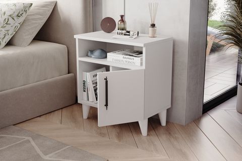 KOMMEN KOMODİN, MAT BEYAZ, 3 BÖLMELİ