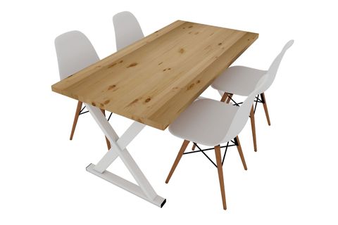 WOODESK LARA MASİF YEMEK MASASI TAKIMI, NATURAL RENK, 180X80, CPT7667-180