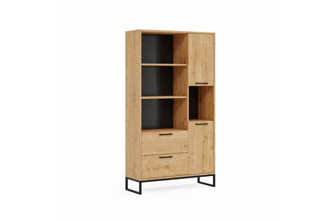 FURMET MODÜLER YUKON 2 ÇEKMECELİ KİTAPLIK, 4 RAFLI,SAFİR MEŞE