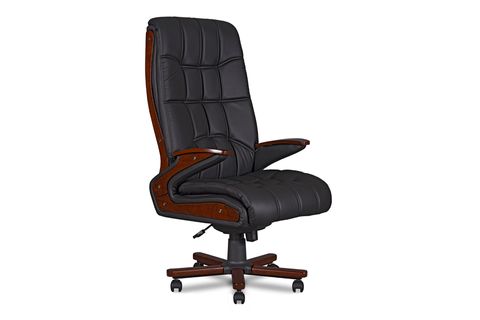 FORSİT OFİS  COUPE CEVİZ CİLALI AHŞAP SUNİ DERİ YÖNETİCİ VE MÜDÜR KOLTUĞU, SİYAH