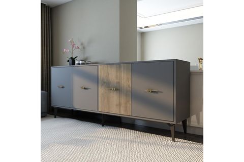 VERYY KONSOL, 180 CM, ANTRASİT CEVİZ