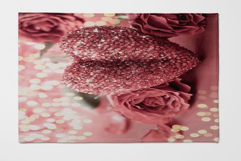 ELSE AHŞAP KIRMIZI KALPLER DESENLİ TEK KİŞİLİK PİKE YASTIK KILIFI, 150X220 CM